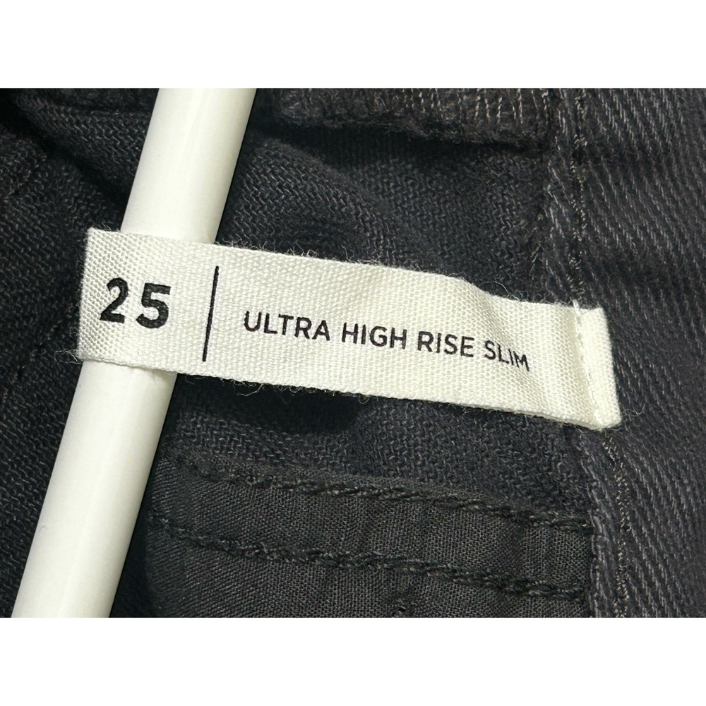Pacsun‎ Ultra High Rise Slim Ripped Distressed Black Jeans Women's Size 25 - Picture 7 of 10
